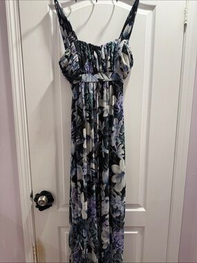 Laura Petites Ruffle Floral Maxi Dress Size 12 NWT